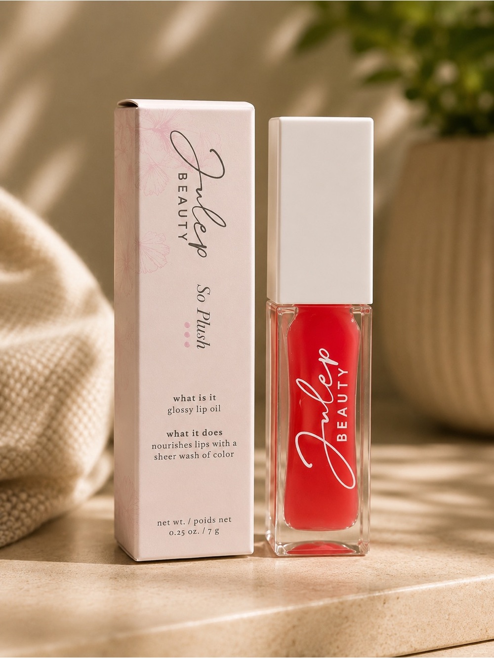 Julep So Plush Glossy Lip Oil — Coral Red